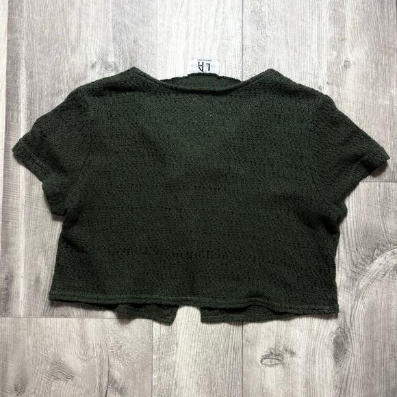 Vintage 90's Knit Cropped Short Sleeve Cardigan No Size - Picture 5 of 5